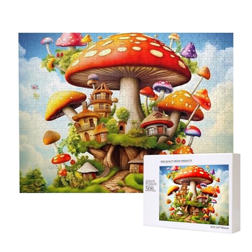 Phayah Wunderbares Pilzhaus-Puzzle für Erwachsene, 500 Teile, Heimdekoration, Geburtstagsparty für Männer und Frauen, 50,4 x 38,1 cm von PHAYAH