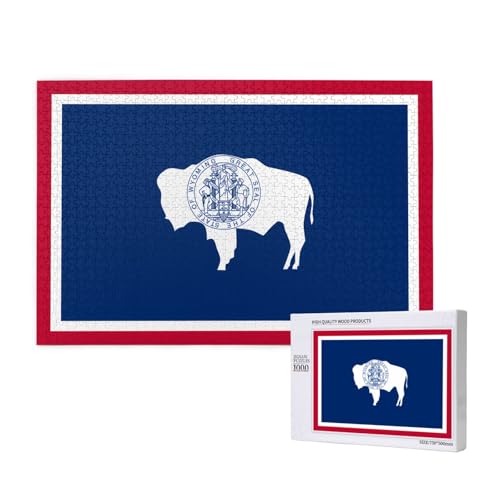 Phayah Wyoming Staatsflaggen-Puzzles für Erwachsene, 1000 Teile, Heimdekoration, Geburtstagsparty für Männer und Frauen, 29,5 x 50 cm von PHAYAH