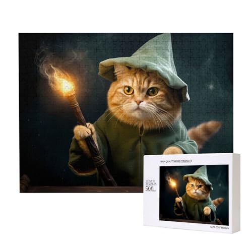 Phayah Zauberer-Katzen-Puzzles für Erwachsene, 500 Teile, Heimdekoration, Geburtstagsparty für Männer und Frauen, 20,4 x 15 cm von PHAYAH