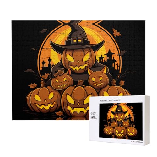Phayah Zauberer-Kürbis-Lampen-Puzzles für Erwachsene, 500 Teile, Heimdekoration, Geburtstagsparty für Männer und Frauen, 20,4 x 15 cm von PHAYAH
