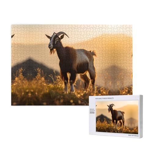 Phayah Ziegen-Puzzle, 1000 Teile für Puzzle, Holzpuzzle für Familie, Freunde, Heimdekoration, Wandkunst, 75 x 50 cm Phayah Ziegen-Puzzle, 1000 Teile für Puzzle, Holzpuzzle für Familie, Freunde, Heimdekoration, Wandkunst, 75 x 50 cm von PHAYAH