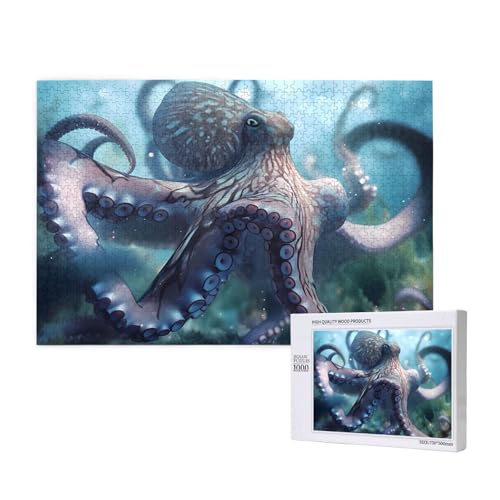 Riesiges Oktopus-Puzzle, 1000 Teile für Puzzle, Holzpuzzle für Familie, Freunde, Heimdekoration, Wandkunst, 75 x 50 cm Riesiges Oktopus-Puzzle, 1000 Teile für Puzzle, Holzpuzzle für Familie, Freunde, Heimdekoration, Wandkunst, 75 x 50 cm von PHAYAH