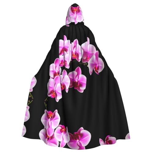 Schmetterling Orchidee Blüte Gemustert Kapuzenponcho Unisex Kapuzenponcho für Cosplay Halloween Kostüm Party von PHAYAH