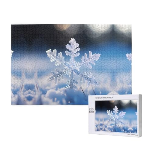 Schneeflocken-Puzzle, 1000 Teile für Puzzle, Holzpuzzle für Familie, Freunde, Heimdekoration, Wandkunst, 75 x 50 cm Schneeflocken-Puzzle, 1000 Teile für Puzzle, Holzpuzzle für Familie, Freunde, Heimdekoration, Wandkunst, 75 x 50 cm von PHAYAH
