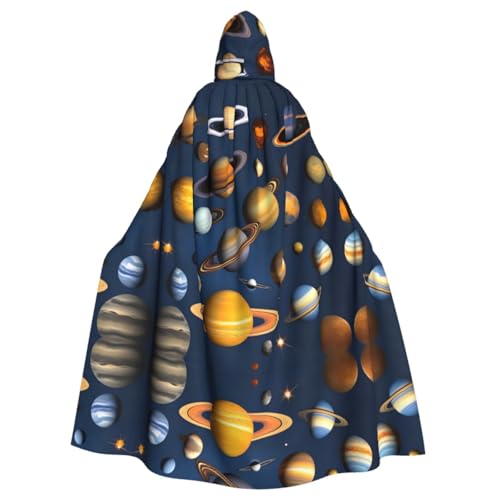 Sonnensystem Planeten gemusterter Kapuzenponcho Unisex Kapuzenponcho für Cosplay Halloween Kostümparty von PHAYAH