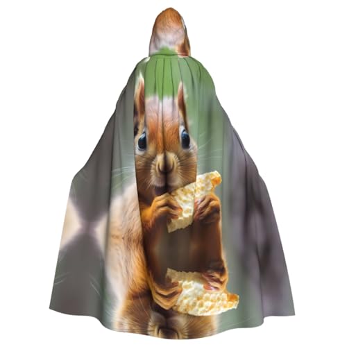 Süßes Eichhörnchen isst gemusterter Kapuzenponcho Unisex Kapuzenponcho für Cosplay, Halloween, Kostümparty von PHAYAH