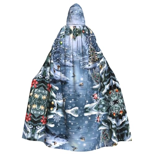 Weihnachtlicher Poncho mit Kapuze, Motiv: Schneeszene, Unisex, für Cosplay, Halloween, Kostümparty von PHAYAH