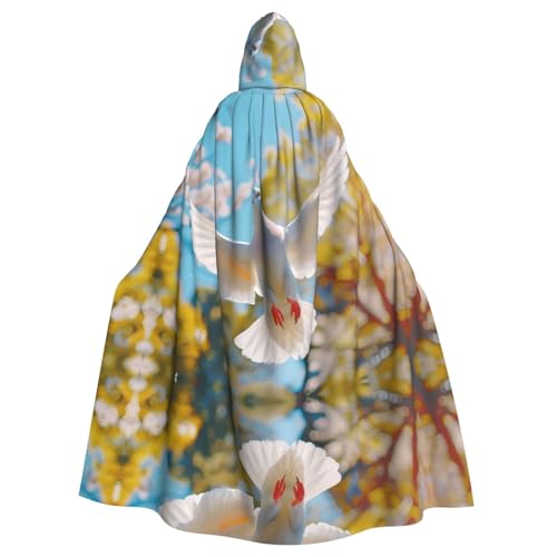 Weißer Taubenumhang, langer Kapuzenumhang, Polyester, Hexe, Halloween-Kostüme für Cosplay-Kostüm, Damen und Herren von PHAYAH