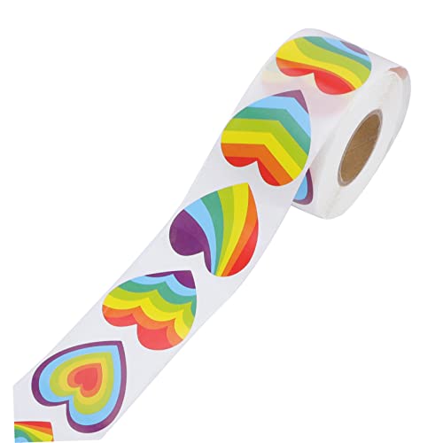 PHENOFICE 1 Rolle Regenbogen Herz Aufkleber, Liebes Regenbogen Aufkleber, Pride Aufkleber, Pride Regenbogen Aufkleber, Hochzeitsaufkleber, Umschlagaufkleber, Regenbogen Aufkleber, Klebriger von PHENOFICE