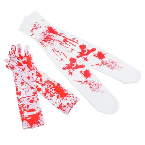 PHENOFICE 1 Satz Blutige Handschuhe Und Strümpfe Gesetzt Halloween Blutige Socken Tragbar Farbig Strumpf Gotisch Halloween-Handschuhe Party Volles Halloween Blutiges Kostüm Weiß Elasthan PHENOFICE 1 Satz Blutige Handschuhe Und Strümpfe Gesetzt Halloween Blutige Socken Tragbar Farbig Strumpf Gotisch Halloween-Handschuhe Party Volles Halloween Blutiges Kostüm Weiß Elasthan von PHENOFICE