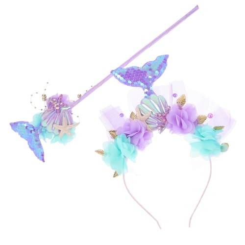 PHENOFICE 1 Set Meerjungfrau Haarreif Mit Zauberstab Chic Cosplay Kostümzubehör Für ädchen Glitzer Haarband Und Zauberstab Für Festlichkeiten Und Partys PHENOFICE 1 Set Meerjungfrau Haarreif Mit Zauberstab Chic Cosplay Kostümzubehör Für ädchen Glitzer Haarband Und Zauberstab Für Festlichkeiten Und Partys von PHENOFICE
