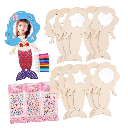 PHENOFICE Handspiegel Meerjungfrauen-Prinzessinnen-Spiegel-bastelset Jungen Und Mädchen Spiegeldekoration Handgefertigtes Holzspielzeug Für Kleinkinder PHENOFICE Handspiegel Meerjungfrauen-Prinzessinnen-Spiegel-bastelset Jungen Und Mädchen Spiegeldekoration Handgefertigtes Holzspielzeug Für Kleinkinder von PHENOFICE