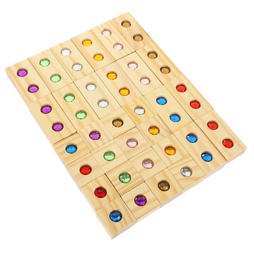 PHENOFICE Edelsteinblöcke Holzbausteine Satz Stapelsteine Zum Konstruieren Pädagogisches Spielzeug Für Kinder Lernspielzeug Mit Edelsteineinlage von PHENOFICE