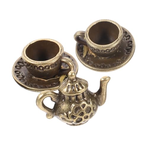 PHENOFICE 1 Set Mini Aus Metall, Zubehör Für Kleine Häuser, Mini Hauszubehör, Mini Teetassen, Mini Hausdekor, Puppenhaus Teetasse, Miniatur Utensilien, Spielzeug, , Rollenspielset, von PHENOFICE