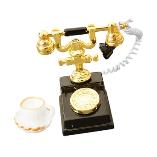 PHENOFICE Miniatur-Vintage-Telefon-Tasse Für Puppenhaus Realistische Mini-telefondekoration Aus Legierung Und Kunstharz Kompakt Und Ergänzend Für Minihäuser von PHENOFICE
