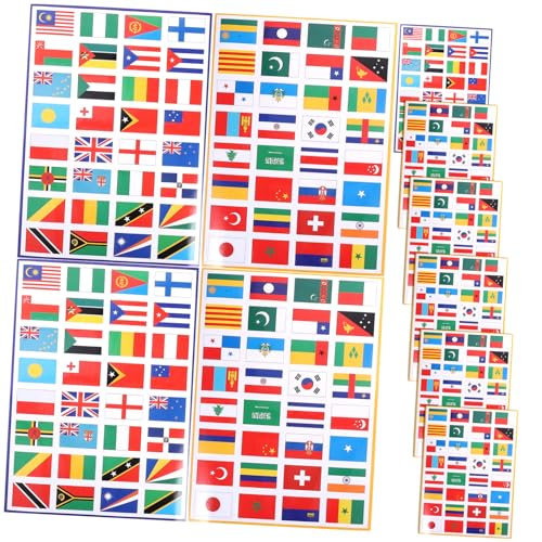 PHENOFICE 10 Blätter Weltflaggen-Aufkleber Land Thematisiert Weltflaggenaufkleber International Ammer Mit Weltflagge Spiel Poster Mit Weltkarte Rote Flaggen Länder PVC Selbstklebend von PHENOFICE