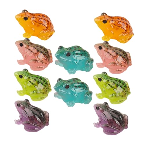 PHENOFICE 10 Stück Mikro Landschaftsfrosch, Puppenhaus, Froschfigur, Süßes Frosch, Lebhaftes Frosch, Frosch Dekorationen Fürs Büro, Frosch Skulpturen, Harzfrosch, Mini von PHENOFICE