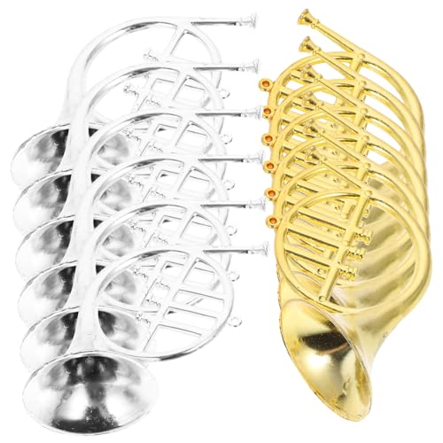 PHENOFICE 12 Stück Simulierter Hornanhänger, Musikinstrumente Anhänger, Horn Ornament, Hornspielzeug, Mini Musikinstrument Dekorationen, Vintage Mini Waldhorn, Horn Dekoration, Miniatur PHENOFICE 12 Stück Simulierter Hornanhänger, Musikinstrumente Anhänger, Horn Ornament, Hornspielzeug, Mini Musikinstrument Dekorationen, Vintage Mini Waldhorn, Horn Dekoration, Miniatur von PHENOFICE