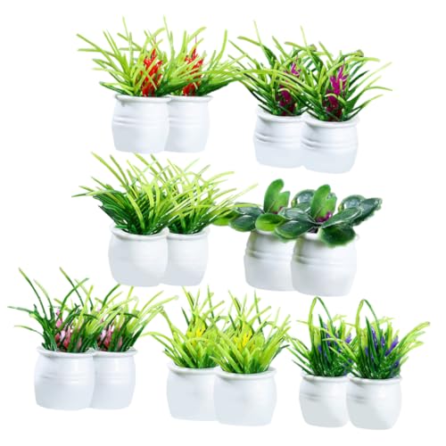 PHENOFICE 14 Stück Haustopfpflanze Bonsai Modellverzierungen Simulierte Bonsai Künstliche Topfpflanze Mini Landschaftsrequisite Bonsai Verzierungen Mini Hauszubehör Mini Topfpflanze von PHENOFICE