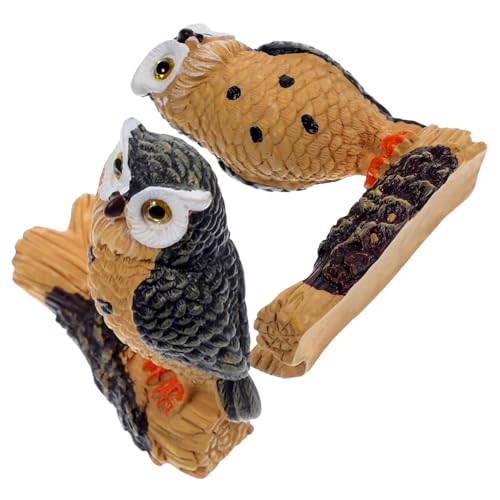 PHENOFICE Mini-eulenfigur 2er Satz Kunststoff Eulen Statue Garten Hof Dekoration Realistische Eulen Modell Figur Outdoor Indoor Verschönern von PHENOFICE