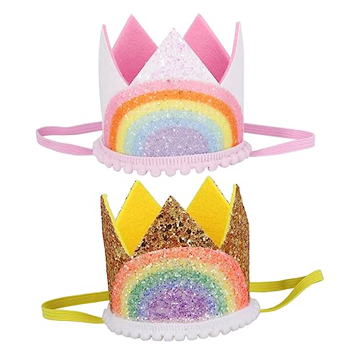 PHENOFICE 2 Stück Kinder Geburtstagsmütze Geburtstagsparty Stirnband Kinder Partyhut Krone Kopfschmuck Regenbogen Geburtstags Stirnband Regenbogen Geburtstagskrone Mädchenkrone PHENOFICE 2 Stück Kinder Geburtstagsmütze Geburtstagsparty Stirnband Kinder Partyhut Krone Kopfschmuck Regenbogen Geburtstags Stirnband Regenbogen Geburtstagskrone Mädchenkrone von PHENOFICE