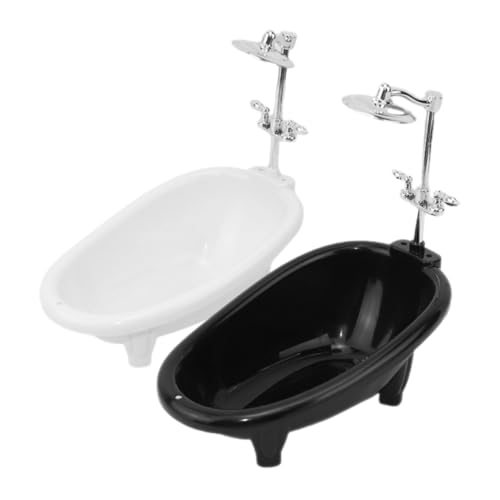 PHENOFICE 2 Stück Miniatur Badewanne Set Teilig Puppenhaus Badezimmer Zubehör Langlebig Realistisch Detailgetreu für Puppenhaus Dekoration von PHENOFICE