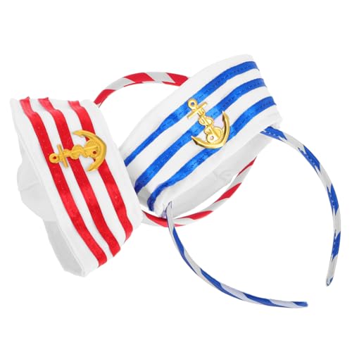 PHENOFICE 2 Stück Stirnband, Nautischer Hut, Haarreifen, Party Haarbänder, Yachtkapitänshut, Haarreifen, Matrosenhut, Haarbänder, Kopfschmuck, Requisiten, Cosplay Zubehör, Haar Accessoires, von PHENOFICE