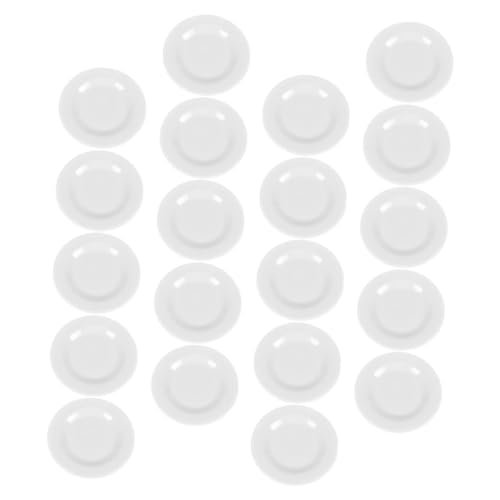 PHENOFICE 20 Stück Simulierte Weiße Teller, Winzige Haustablett Ornamente, Simuliertes Mini Geschirr, Rollenspiel Spielzeug, Winzige Teller, Mini Spielzeug, Kleines Tellermodell, Mini von PHENOFICE