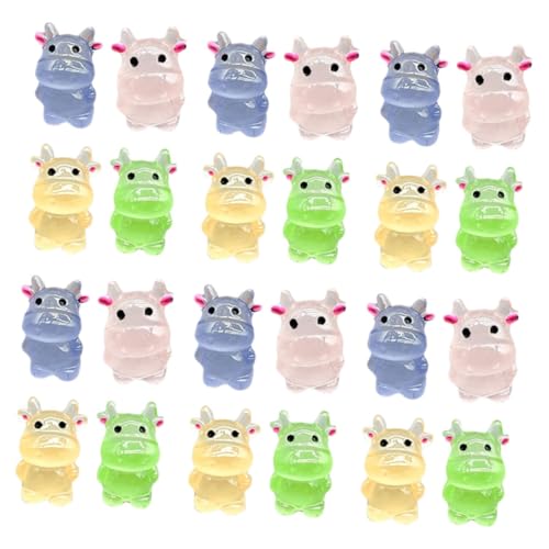 PHENOFICE 24 Stück Teiliges Leuchtende Mini Kuh Figuren Resin Tierornamente für Garten Dekoration und Mikro Landschaften Geburtstagsdeko und Kreative Szenengestaltung von PHENOFICE
