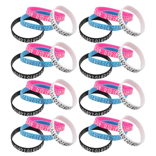PHENOFICE 32-teiliges Musiknoten-Armband: Musiknoten-Silikonarmbänder, Gummiarmbänder, Gastgeschenke, Preise, Süßigkeiten, Partydekorationen, Geburtstags-, Babyparty-Partygeschenk von PHENOFICE
