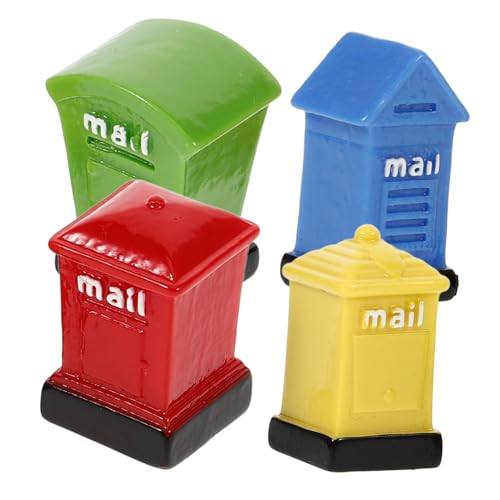 PHENOFICE 4 Stück Box E Mail Ornamente, Winzige Ornamente, Briefkasten, Kleine Hausdekorationen, Lustiges Spielzeug, Rollenspiel Spielzeug, Lustige Gartendekoration, Mini Hausdekoration, von PHENOFICE