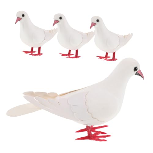 PHENOFICE 4 Stück Künstliche Tauben Modelle Realistische Deko Vögel für Garten Fotografie und Wohnaccessoires Strapazierfähige Schaumstofffiguren für und Außenbereich von PHENOFICE