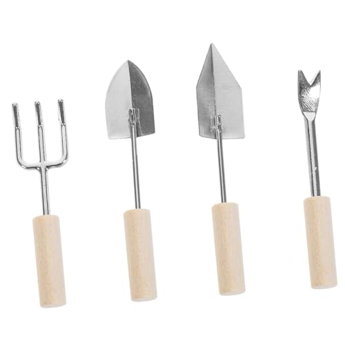 PHENOFICE 4 Stück Simulationsschaufel, Mini Gartenwerkzeug, Gartengeräte, Mini Hausbedarf, Miniatur Farmwerkzeuge, Gartenzubehör, Kleines, Gartenwerkzeug, Mini Spielzeug, Puppenhaus von PHENOFICE
