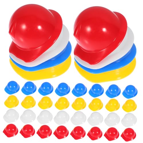PHENOFICE 40 Stück Mini Helm, Mini Bauhut, Mini Sicherheitshut, Deko Puppenhelm, Haustier Vogelhelm, Weißer Bauhut, Tortenaufsatzhelm, Puppen Bauhut, Puppen Sicherheitshelm von PHENOFICE