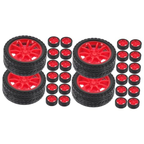 PHENOFICE 40 Stück Räder Spielzeugzubehör Kleinkinder Autoräder Automontageräder Automodellräder Gummiräder Kinderräder Spielzeug Spielzeug LKW Räder Bastelautoräder Ersatzautoräder von PHENOFICE