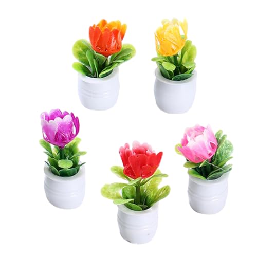 PHENOFICE 5 Stück Simulierte Topfpflanzen, Bonsai Ornament, Künstliche Blumen, Bonsai, Mini, Simulierter Bonsai, Puppenhaus, Künstliche Blumen, Bonsai, Puppenhaus, Mini Schmuck, Künstliche von PHENOFICE