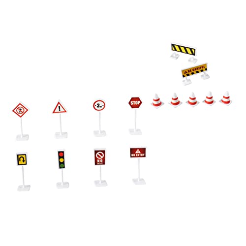 PHENOFICE 6 Sätze Simulationsszene Spielzeug Schmusespielzeug Mini-straßenschild Verkehr Mini-Spielzeug Frühpädagogisches Spielzeug Modell Straßenschilder Spielzeugstraße Rotes Zubehör Abs von PHENOFICE