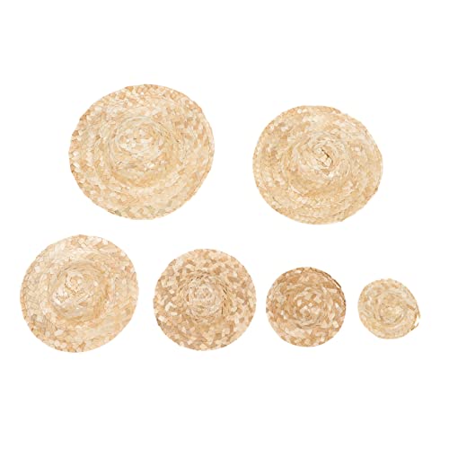 PHENOFICE 6 Stück Geflochtener Strohhut Kleiner Hut Mini Hut Mini Miniatur Hut Khaki von PHENOFICE