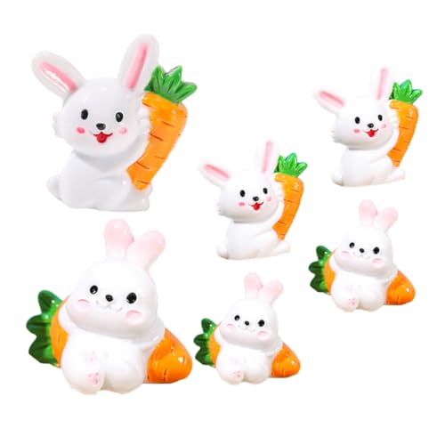 PHENOFICE Osterhasen- 6 Mini-Figuren Aus Kunstharz Für Gartenpartys Und Landschaftsdekoration von PHENOFICE