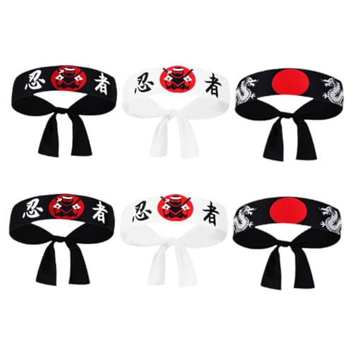 PHENOFICE Weiches Atmungsaktives Japanisches Ninja-stirnband 6er-pack Kopftuch Im Karate-stil Für Jungen Und Mädchen Erwachsene -kostüme PHENOFICE Weiches Atmungsaktives Japanisches Ninja-stirnband 6er-pack Kopftuch Im Karate-stil Für Jungen Und Mädchen Erwachsene -kostüme von PHENOFICE