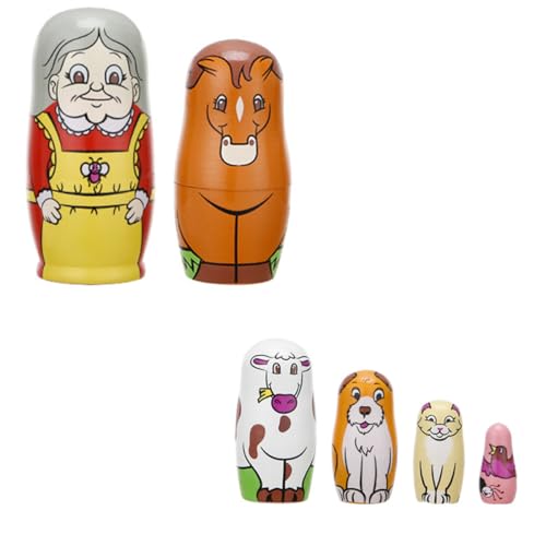 PHENOFICE 6 Stück Teiliges Kreatives Holz Nestspielzeug Puppen mit Großmutter Muster für Deko für Zuhause Langlebig und Detailreich Geschenkidee von PHENOFICE