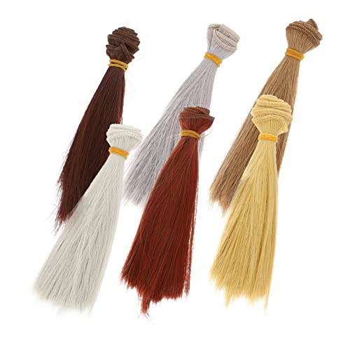 PHENOFICE 6St Puppe glattes Haar Haarpuppe Babypuppe mit Haaren Babytücher kreative gerade Perücke Kinderperücke Bjd-Puppe Haarperücken für Frauenpuppe zarte Haarperücke Hochtemperaturdraht von PHENOFICE