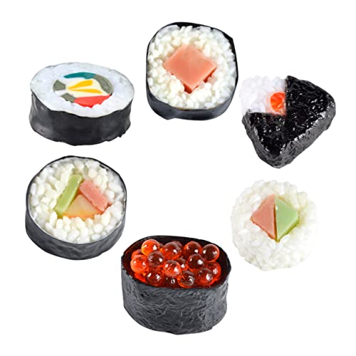 PHENOFICE 6Stücke Gefälschtes Sushi Modell Realistisches Lebensmittelmodell für Fotografie Partydekoration und Sushi Shop Demonstrationen Lebendige Farben und Hohe Detailgenauigkeit von PHENOFICE