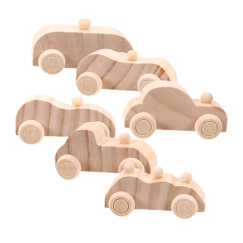 PHENOFICE 6Stücke Teiliges Unbemalter Holzautos zum Gestalten DIY Malspielzeug für Kreative Bastelprojekte und Frühkindliche Entwicklung im Klassenzimmer oder Zuhause von PHENOFICE