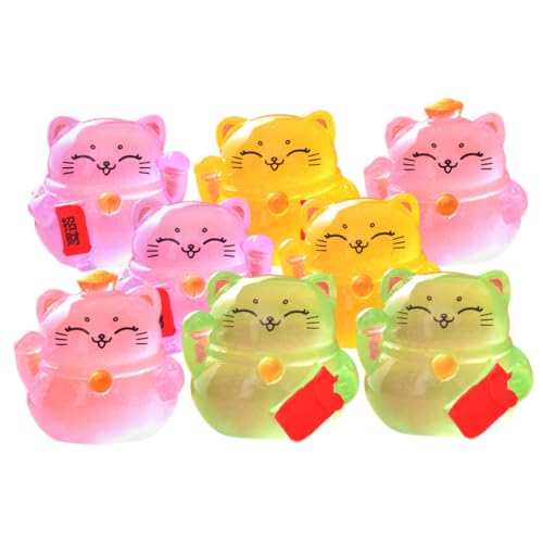 PHENOFICE Mini Katze 8st Glückliche Katzenverzierung Miniatur-kätzchen Miniatur-glückskatze Miniatur-katzenstatue Reichtum Tierfigur Feng-Shui-katzenstatue Japanische Katzenfigur Aquarium- Harz von PHENOFICE