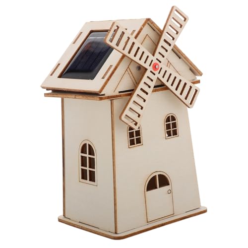 PHENOFICE DIY Solarbetriebene Windmühle aus Holz Unfertiges Modell für Pädagogisches Wissenschaft und Kreativität Bemalbare Oberfläche für Individuelles Design von PHENOFICE