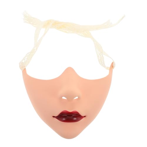 PHENOFICE Halbgesichtsmaske Für Damen: Handbemalte Maske Im Chinesischen Stil – Hautfarbe Mit Roten Lippen Für Halloween, Theater Und Ausgefallene Verkleidungsanlässe PHENOFICE Halbgesichtsmaske Für Damen: Handbemalte Maske Im Chinesischen Stil – Hautfarbe Mit Roten Lippen Für Halloween, Theater Und Ausgefallene Verkleidungsanlässe von PHENOFICE