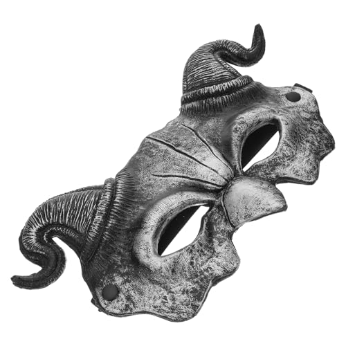 PHENOFICE Halloween-Ziegenmaske – Schaf-Maskenball, Tier, Dämon, Teufel, Antilope, Schaf, Horn, Tierschädel, Maske für Kostümpartys, Zubehör, Silber von PHENOFICE