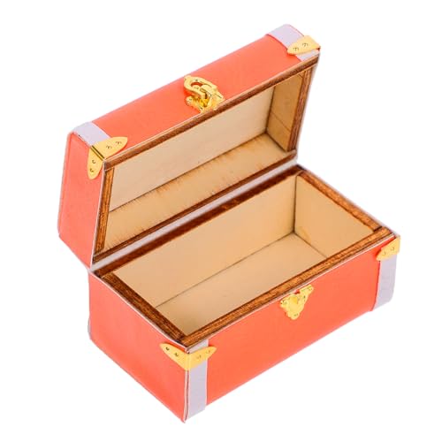 PHENOFICE Kasten Mini-aufbewahrung Sbox Mikroszenenverzierung Mini-gepäckkoffer Mini-Koffer Schmücken Mini-reisekoffer Modell Für Puppenhausmöbel Mini-hauskoffer Miniaturgepäck Haut Orange von PHENOFICE