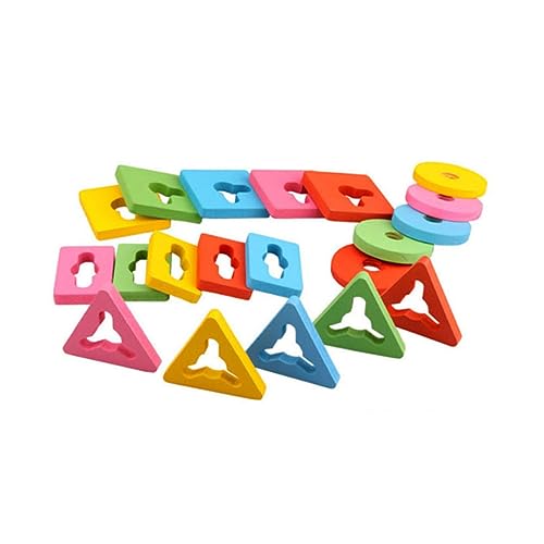 PHENOFICE Geometrische Formblöcke Lernspielzeug Aus Holz Für Kleinkinder Stapel-und Sortierspiel Mit Farben Und Formen Klobiges Puzzle-Spielzeug von PHENOFICE